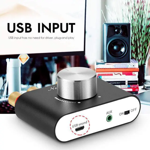 Alt view image 4 of 7 - Nobsound Mini Bluetooth 5.0 Power Amplifier, Stereo Hi-Fi Digital Amp 2.0 Channel 50W×2 with AUX/USB/Bluetooth Input, Wireless Audio Receiver, PC Sound Card with Power Supply (Black)