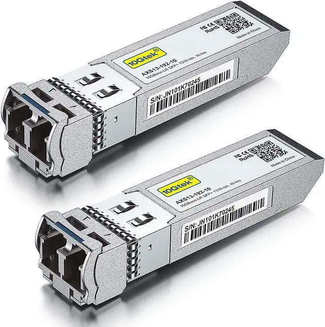 Main image of SFP+ Transceiver, 10G 1310nm SMF, up to 10 km, Compatible with Cisco SFP-10G-LR, Meraki MA-SFP-10GB-LR, Ubiquiti UniFi UF-SM-10G, Fortinet, Mikrotik, Netgear, D-Link and More, Pack of 2
