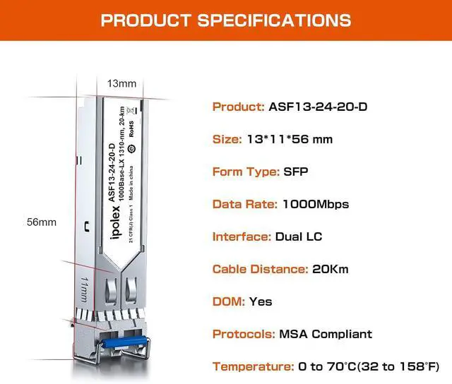 Alt view image 5 of 7 - Pack of 2 1.25G SFP LX Media Converter Kit with 1000Base-LX/LH SFP Transceiver