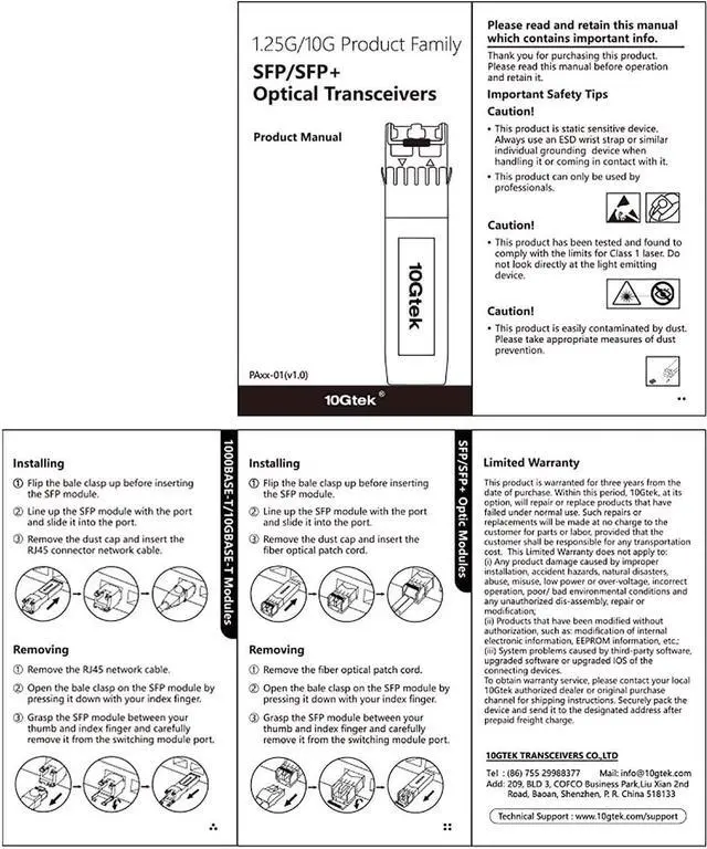Alt view image 7 of 7 - 10GBase-SR SFP+ Transceiver, 10G 850nm MMF, up to 300 Meters, Compatible with Juniper QFX-SFP-10GE-SR/EX-SFP-10GE-SR
