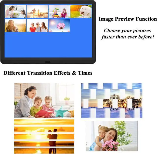 Alt view image 3 of 6 - Atatat 10 inch Digital Picture Frame 1920x1080 Brightness Adjustable IPS Screen Digital Photo Frame with Timing Switch, Background Music Playing, 1080P Video Playback, Easy Plug and Play for All Ages