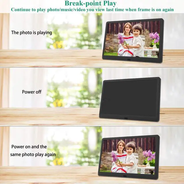 Alt view image 4 of 6 - Atatat 10 inch Digital Picture Frame 1920x1080 Brightness Adjustable IPS Screen Digital Photo Frame with Timing Switch, Background Music Playing, 1080P Video Playback, Easy Plug and Play for All Ages