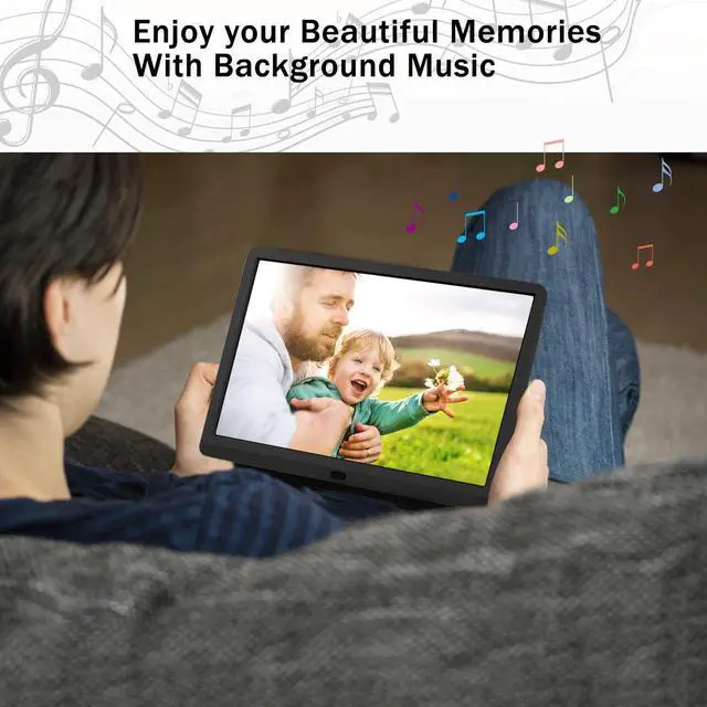 Alt view image 6 of 6 - Atatat 10 inch Digital Picture Frame 1920x1080 Brightness Adjustable IPS Screen Digital Photo Frame with Timing Switch, Background Music Playing, 1080P Video Playback, Easy Plug and Play for All Ages