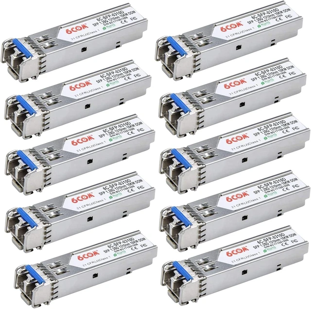 Main image of 10Pack 1.25G SFP Transceiver 1000Base-lx Module, 1310nm LC Single Mode Module, up to 10 km, for Cisco GLC-LH-SMD/GLC-LH-SM/SFP-GE-L, Ubiquiti, Netgear, D-Link, Supermicro