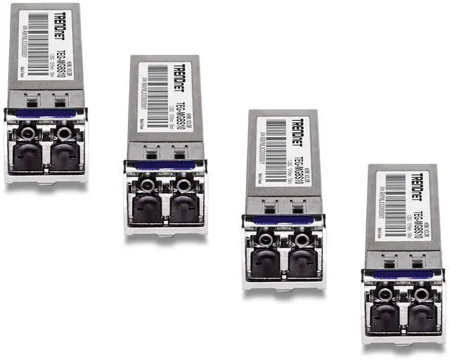 Alt view image 4 of 5 - TRENDnet SFP Single-Mode LC Module 4-Pack, TEG-MGBS10/4, For Single Mode Fiber, Distances up to 10km(6.2 Miles), Gigabit SFP, Supports Up to 1.25Gbps, IEEE 802.3z Gigabit Ethernet, Lifetime Protection