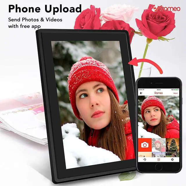 Alt view image 2 of 6 - Feelcare 10.1 Inch 16GB Smart WiFi Digital Picture Frame, Send Photos or Small Videos from Anywhere, Touch Screen, 800x1280 IPS LCD Panel, Portrait and Landscape(Black), Welcome to consult