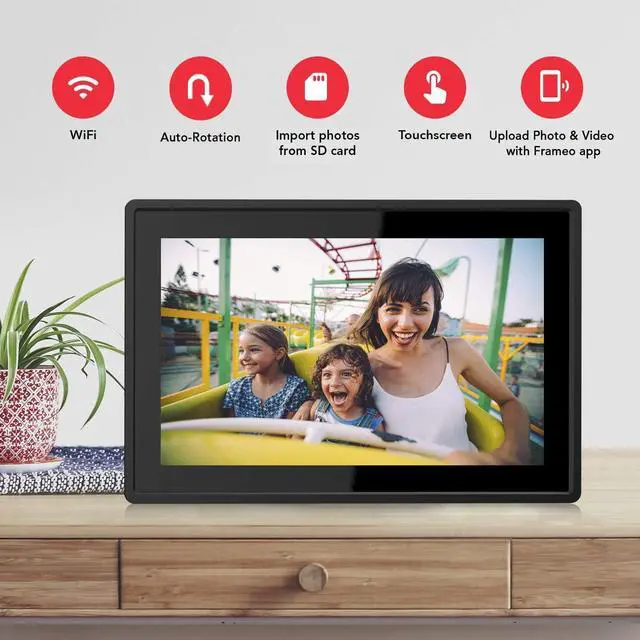 Alt view image 6 of 6 - Feelcare 10.1 Inch 16GB Smart WiFi Digital Picture Frame, Send Photos or Small Videos from Anywhere, Touch Screen, 800x1280 IPS LCD Panel, Portrait and Landscape(Black), Welcome to consult