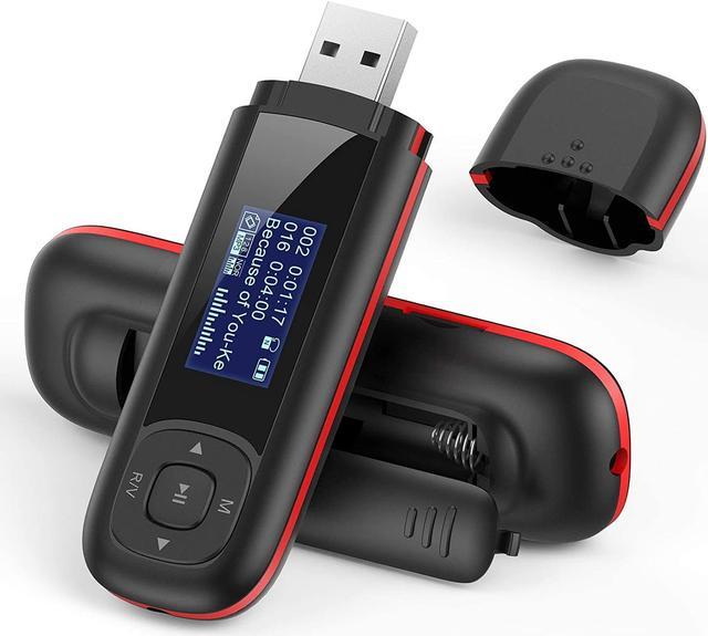 AGPTEK U3 USB Stick Mp3 Player, 8GB Music Player Supports Replaceable AAA  Battery, Recording, FM Radio, Expandable Up to 64GB, Black 