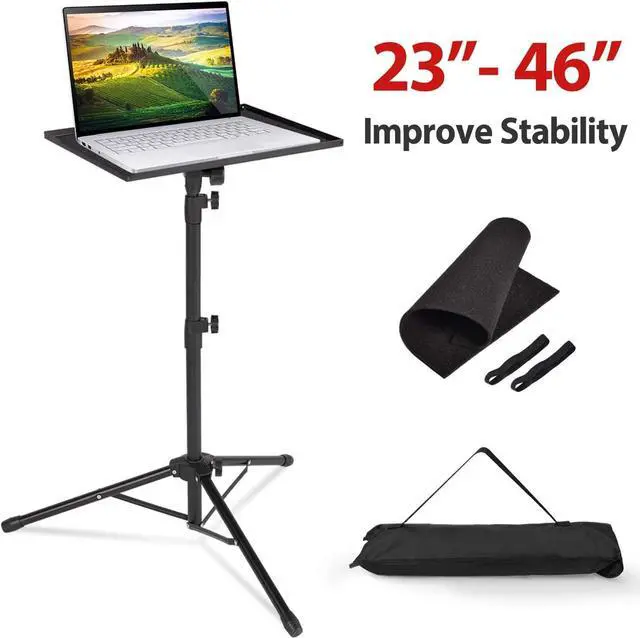Alt view image 3 of 7 - Klvied Projector Tripod Stand, Universal Laptop Tripod Stand, Portable DJ Equipment Stand, Folding Floor Tripod Stand, Outdoor Computer Table Stand For Stage or Studio, Height Adjustable 23 to 46 Inch