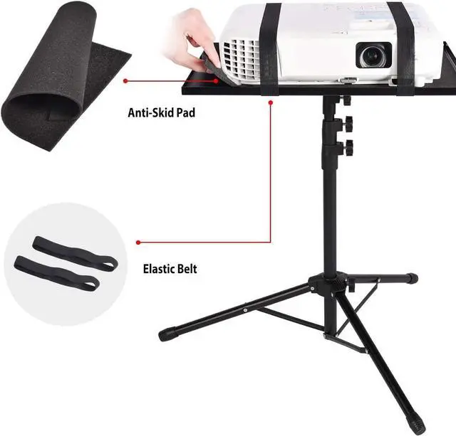 Alt view image 4 of 7 - Klvied Projector Tripod Stand, Universal Laptop Tripod Stand, Portable DJ Equipment Stand, Folding Floor Tripod Stand, Outdoor Computer Table Stand For Stage or Studio, Height Adjustable 23 to 46 Inch