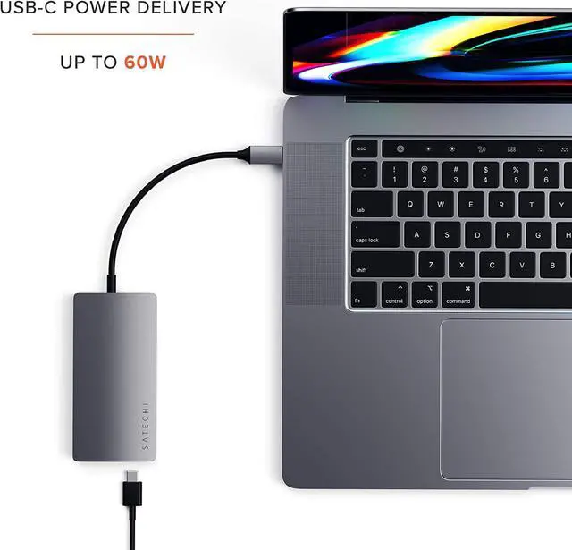 Alt view image 4 of 6 - Satechi USB C Hub Multiport Adapter V2 - USB C Dongle - 4K HDMI (60Hz), 60W USB C Charging, GbE, SD/Micro Card Readers, USB 3.0 - USBC Hub for MacBook Pro/Air M1 M2 - Space Gray