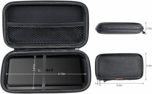 Alt view image 5 of 7 - Portable Protection Hard EVA Case for External Battery Cell Phone GPS Hard Drive USB Charging Cable Carrying Bag Mesh Inner Pocket Zipper Enclosure Universal Travel Pouch Bag