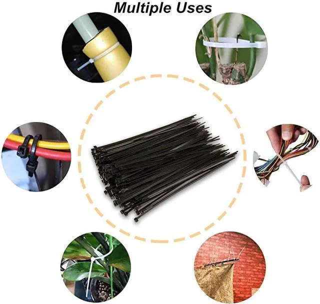 Alt view image 7 of 7 - Cable Zip Ties 500 Packs Self-Locking 4+6+8+10+12-Inch Width 0.16inch Nylon Cable Ties Perfect for Home Office Garage and Workshop (Black)