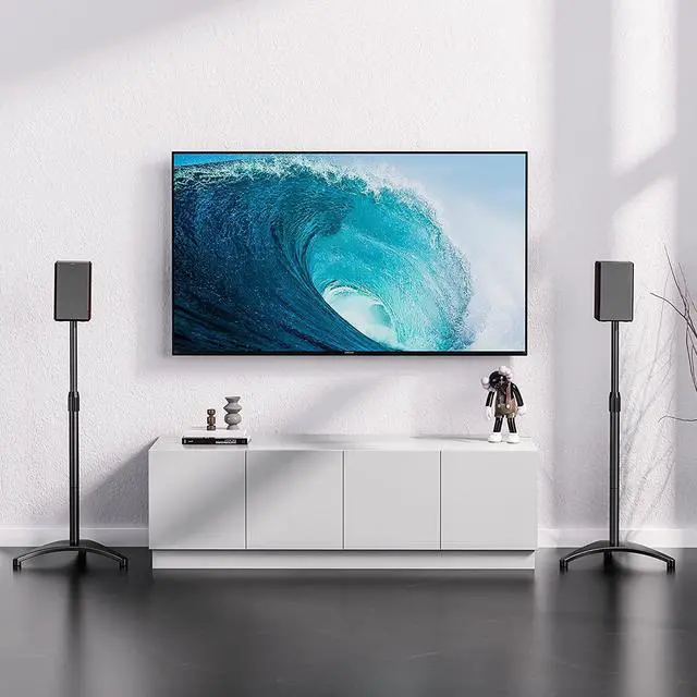 Alt view image 2 of 7 - PERLESMITH Speaker Stands Height Adjustable 30-44 Inch with Cable Management, Hold Satellite Speakers and Small Bookshelf Speakers up to 8lbs -1 Pair