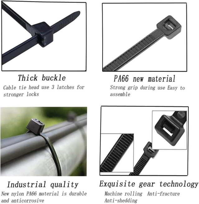 Alt view image 6 of 7 - Zip Ties 16 inch Black wire ties 100 per pack Electrical Cable Ties with 60 lbs tensile Strength Suitable for Outdoor Workshop Farms