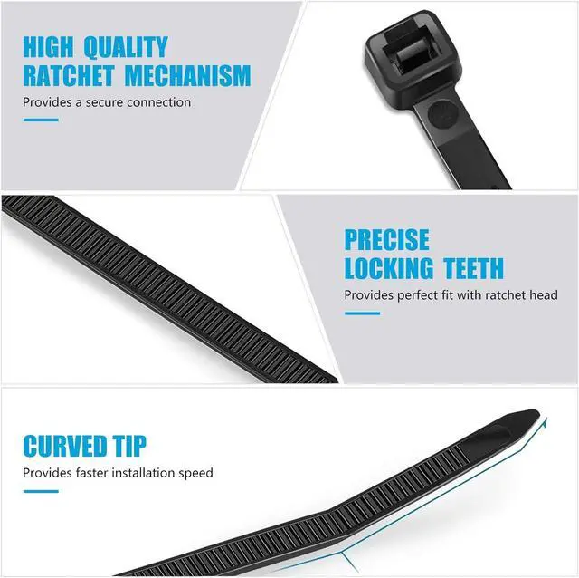 Alt view image 5 of 5 - Industrial Zip Ties Heavy Duty with 250 lbs Tensile Strength 11.6 inch Electrical Cable Ties Heavy Duty 50 Pieces Wide and Thick Zip Ties by