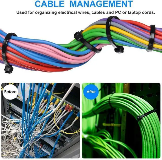 Alt view image 4 of 7 - Zip Ties 8 inch Black Zip Ties 1000 Pack Wire Ties with 50lb Tensile Strength UV Resistant Cable Ties Self-locking Plastic Ties for Indoor and Outdoor Use by Tantti.