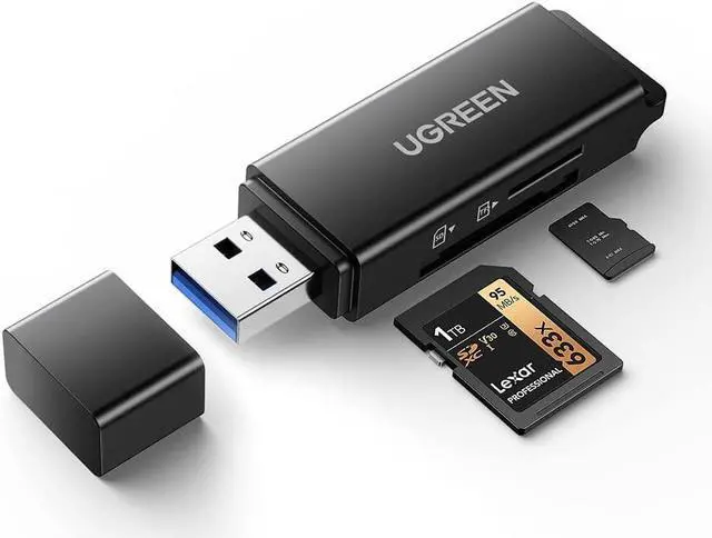 Main image of UGREEN SD Card Reader Portable USB 3.0 Dual Slot Flash Memory Card Adapter Hub for TF SD Micro SD SDXC SDHC MMC RS-MMC Micro SDXC Micro SDHC UHS-I for Mac Windows Linux Chrome PC Laptop