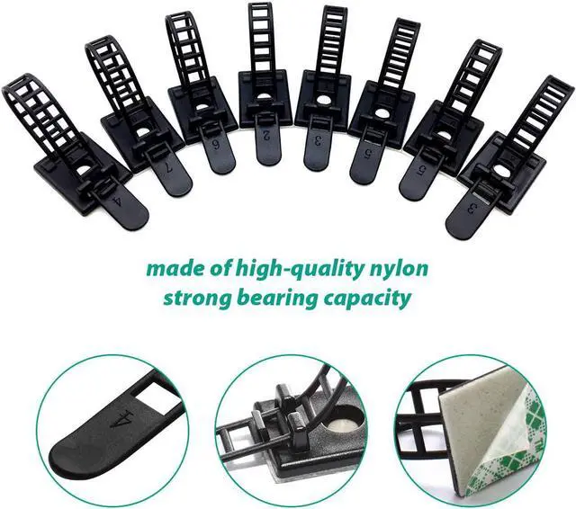 Alt view image 2 of 7 - 1000 Pieces Cable Management Desk Cord Organizer Cable Ties Wire Fasteners Clips