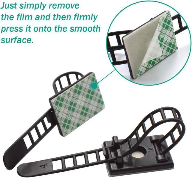 Alt view image 5 of 7 - 1000 Pieces Cable Management Desk Cord Organizer Cable Ties Wire Fasteners Clips