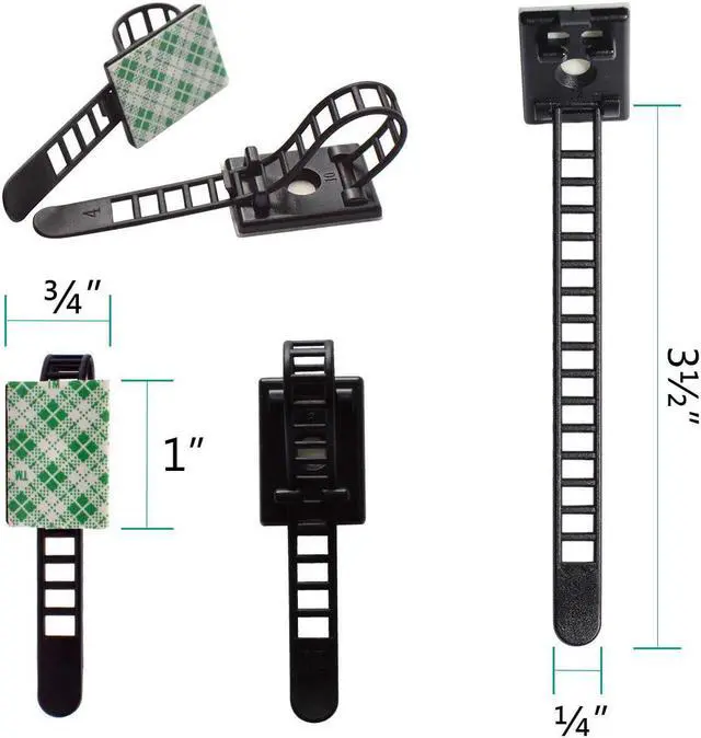 Alt view image 7 of 7 - 1000 Pieces Cable Management Desk Cord Organizer Cable Ties Wire Fasteners Clips