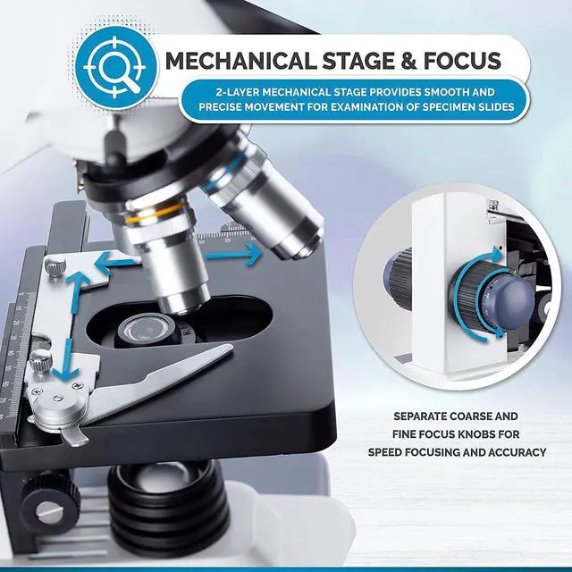 Alt view image 5 of 7 - B120 Series Student & Professional LED Binocular Compound Microscope - 40X-2500X Magnification - Includes 5MP USB Camera & Siedentopf Head