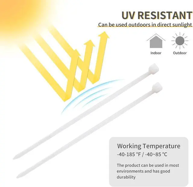 Main image of Small Zip Ties,White Zip Ties 4 Inch 100 Pack, Nylon Cable Ties Self Locking Tie Straps, Heavy Duty clear zip ties, Tiny Cable Ties for Indoor and Outdoor by OSXCAUES (4" White)