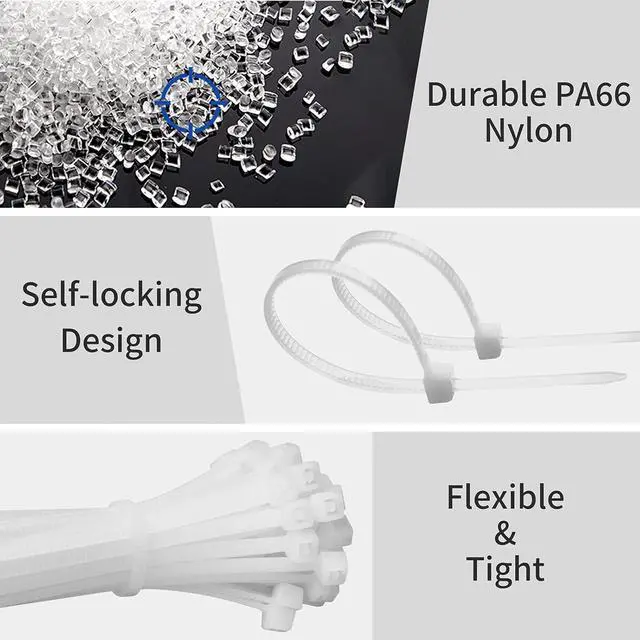 Alt view image 2 of 5 - Small Zip Ties,White Zip Ties 4 Inch 100 Pack, Nylon Cable Ties Self Locking Tie Straps, Heavy Duty clear zip ties, Tiny Cable Ties for Indoor and Outdoor by OSXCAUES (4" White)