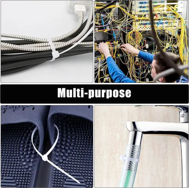 Alt view image 4 of 7 - Cable Zip Ties 600 Piece Self-Locking Nylon CableTies Assorted Sizes 4+6+8+10+12-Inch Multi-Purpose Wire Management Plastic Ties Perfect for Home Garden Office Travel and Workshop.White