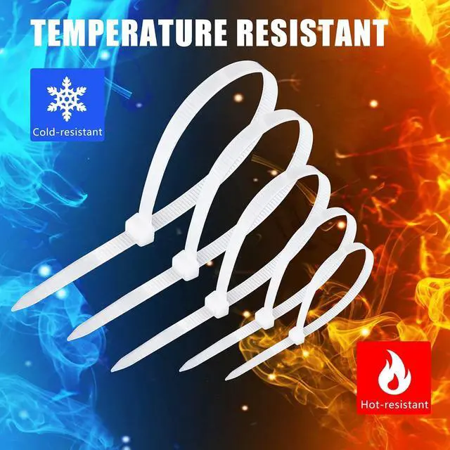 Alt view image 6 of 7 - Cable Zip Ties 600 Piece Self-Locking Nylon CableTies Assorted Sizes 4+6+8+10+12-Inch Multi-Purpose Wire Management Plastic Ties Perfect for Home Garden Office Travel and Workshop.White