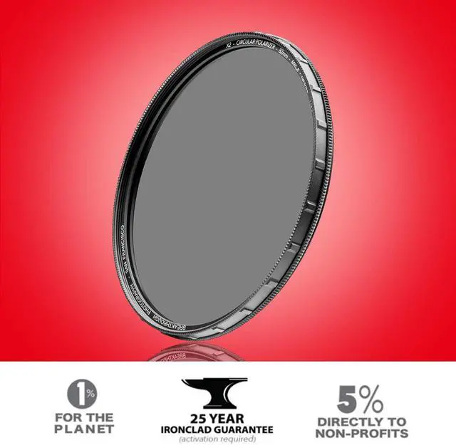 Alt view image 3 of 4 - 77mm X2 CPL Circular Polarizing Filter for Camera Lenses - AGC Optical Glass Polarizer Filter with Lens Cloth - MRC8 - Nanotec Coatings - Weather Sealed by