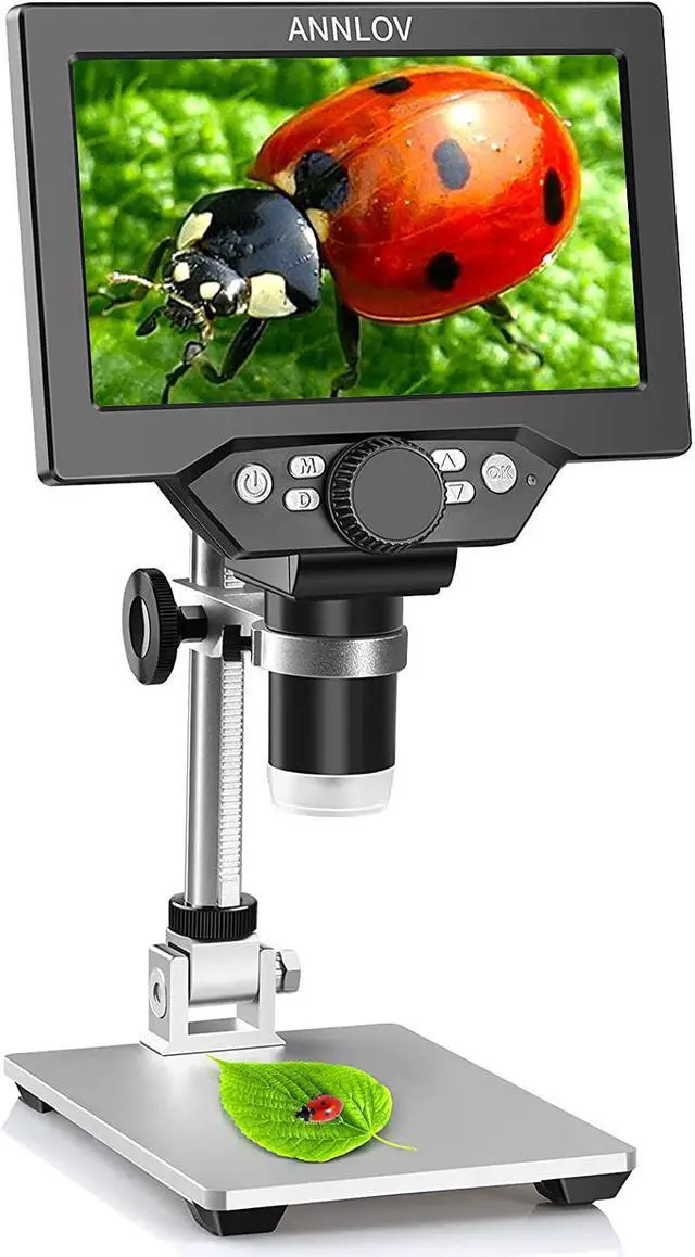 Main image of LCD Digital Microscope ANNLOV 1200X Maginfication 1080P Coin Microscope with Metal Stand,12MP Ultra-Precise Focusing Video Camera for Kids Adults,8 LED Fill Lights Windows/Mac Compatible