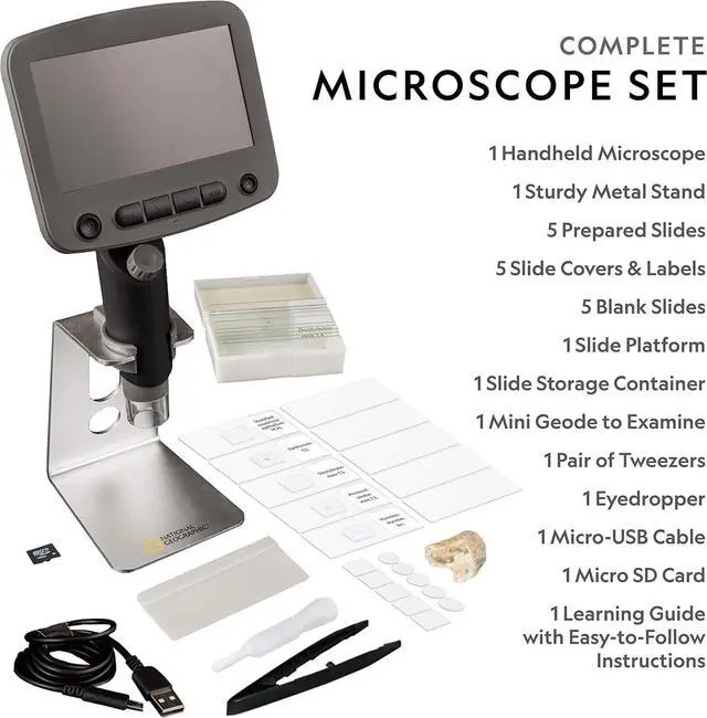 Alt view image 6 of 6 - Digital Microscope for Kids  40-Piece Handheld Microscope, Lightweight, Portable, Capture 1080p Photos & Video on Micro SD Card, Tilting 4.3-Inch LCD Screen, 800x Magnification