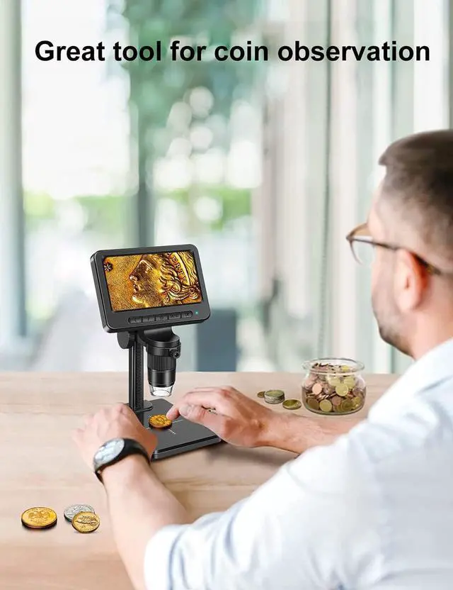 Alt view image 2 of 6 - Microscope 1200X with 32GB SD Card,Leipan 1080P Wireless LCD Digital Microscope with 8 LED Lights,PC View,Photo/Video Capture,Compatible with Windows iPhone Android iPad (MS2-5 inch)