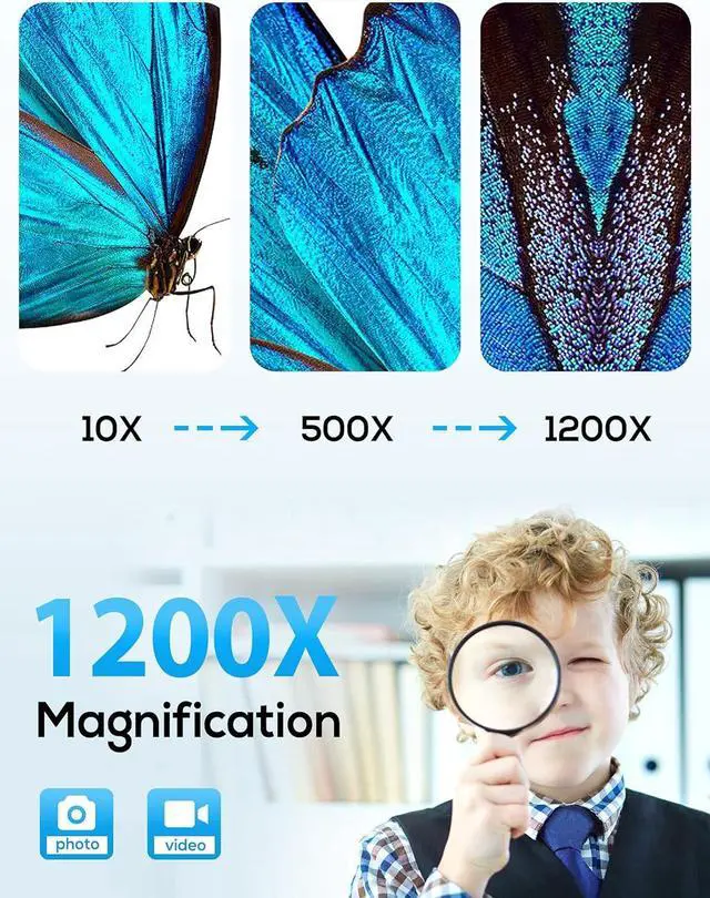 Alt view image 3 of 6 - Microscope 1200X with 32GB SD Card,Leipan 1080P Wireless LCD Digital Microscope with 8 LED Lights,PC View,Photo/Video Capture,Compatible with Windows iPhone Android iPad (MS2-5 inch)