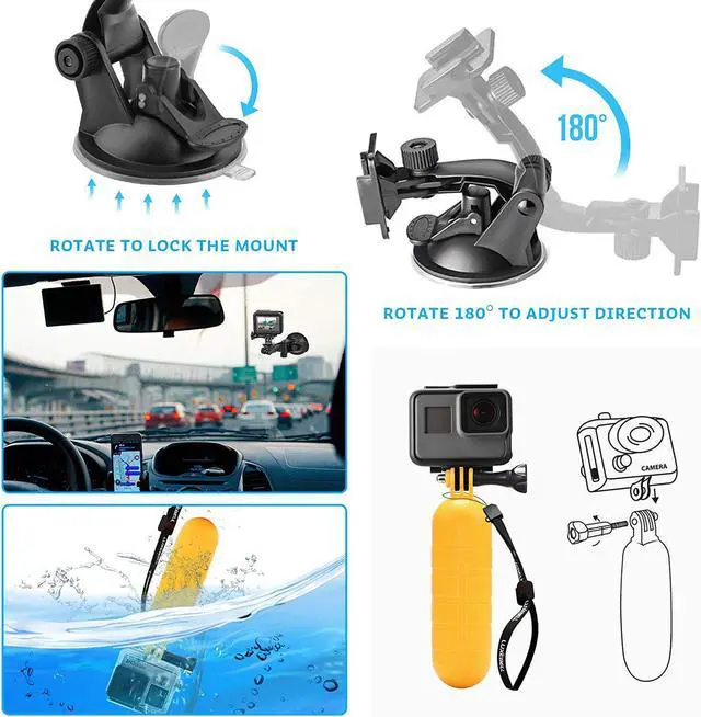 Alt view image 4 of 7 - Luxebell Action Camera Accessory Kit for GoPro Hero Black Silver 12 11 10 9 8 7 6 5 4 Session Max Akaso Xiaomi Accessories Tripod Head Chest Bike Mount With Case