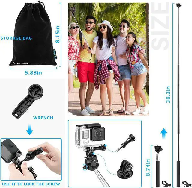Alt view image 6 of 7 - Luxebell Accessories Kit for AKASO EK5000 EK7000 4K WiFi Action Camera GoPro Hero 12 11 10 9 8 7 6 5/Session 5/Hero 4/3+/3/2/1 Max Fusion SJ4000 SJ5000 (14-in-1)