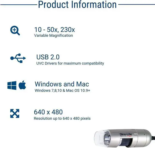 Alt view image 3 of 7 - USB Digital Microscope AM3111-0.3MP, 10x - 50x, 230x Optical Magnification, 8 LEDs