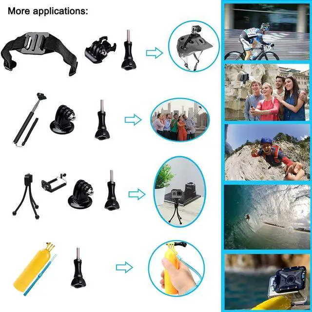 Alt view image 6 of 7 - Suptig Accessories Kit Compatible for Gopro Hero12/11/10/9/87/6/5/4/3/3+/2/1/Session Gopro Max Gopro Fusion DJI Osmo, Insta360 and AKASO Action Camera Accessories