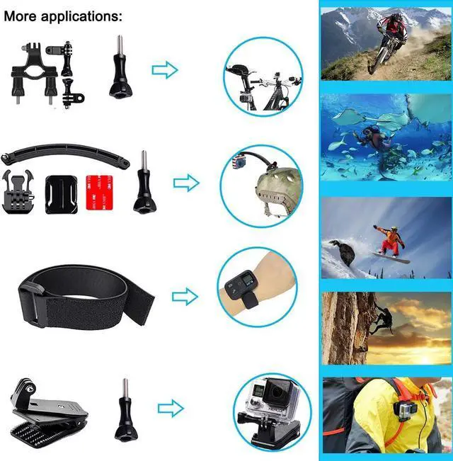 Alt view image 7 of 7 - Suptig Accessories Kit Compatible for Gopro Hero12/11/10/9/87/6/5/4/3/3+/2/1/Session Gopro Max Gopro Fusion DJI Osmo, Insta360 and AKASO Action Camera Accessories