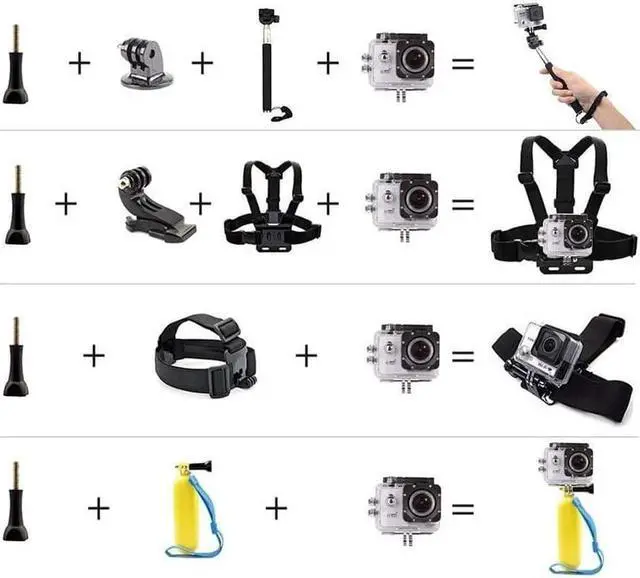 Alt view image 7 of 7 - VVHOOY Universal Action Camera Accessories Bundle Head Chest Strap Mount/Selfie Stick/Floating Hand Grip Compatible with Dragon Touch/AKASO EK7000 Brave 4 5 6 7 LE V50X/GoPro Hero 12 11 10 9 8 7