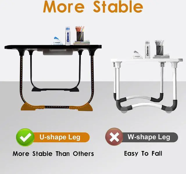 Alt view image 4 of 7 - Amaredom Laptop Bed Desk Tray Bed Table, Foldable Portable Lap Desk Notebook Stand Reading Holder with Storage Drawer and Cup Holder for Eating Breakfast on Bed/Couch/Sofa-Black