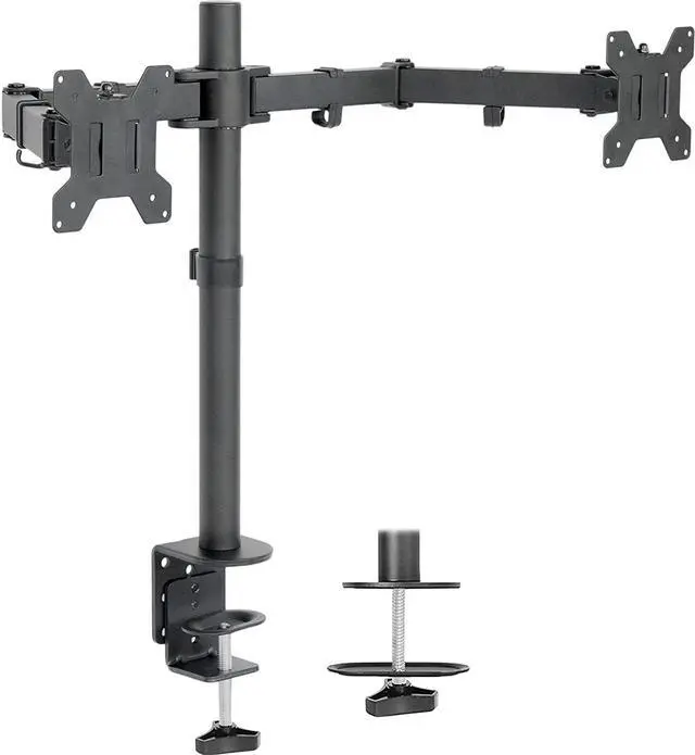 Main image of Dual LCD LED 13 to 27 inch Monitor Desk Mount Stand Heavy Duty Fully Adjustable Fits 2 Screens STAND-V002