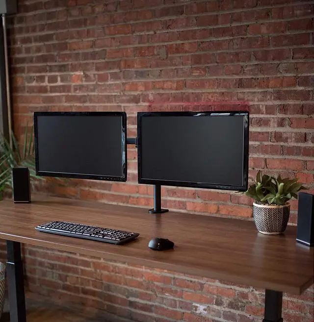 Alt view image 4 of 7 - Dual LCD LED 13 to 27 inch Monitor Desk Mount Stand Heavy Duty Fully Adjustable Fits 2 Screens STAND-V002