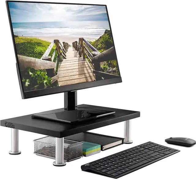 Main image of The Original Bamboo Monitor Stand (As Seen On PBS) - Monitor Riser for Computer Screen or Laptop - Desk Shelf Adds Storage Space and Improves Ergonomics - Black