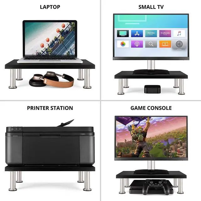 Alt view image 4 of 5 - The Original Bamboo Monitor Stand (As Seen On PBS) - Monitor Riser for Computer Screen or Laptop - Desk Shelf Adds Storage Space and Improves Ergonomics - Black