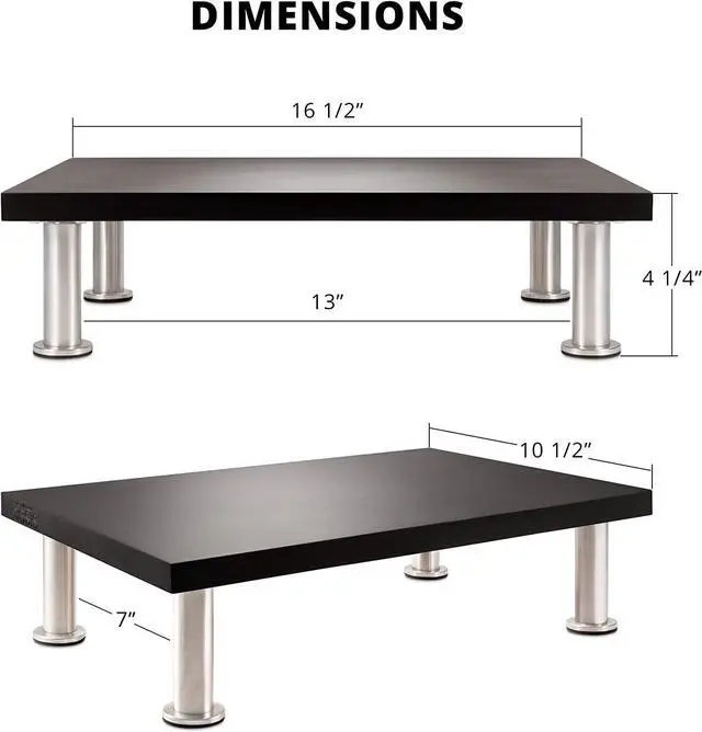 Alt view image 5 of 5 - The Original Bamboo Monitor Stand (As Seen On PBS) - Monitor Riser for Computer Screen or Laptop - Desk Shelf Adds Storage Space and Improves Ergonomics - Black