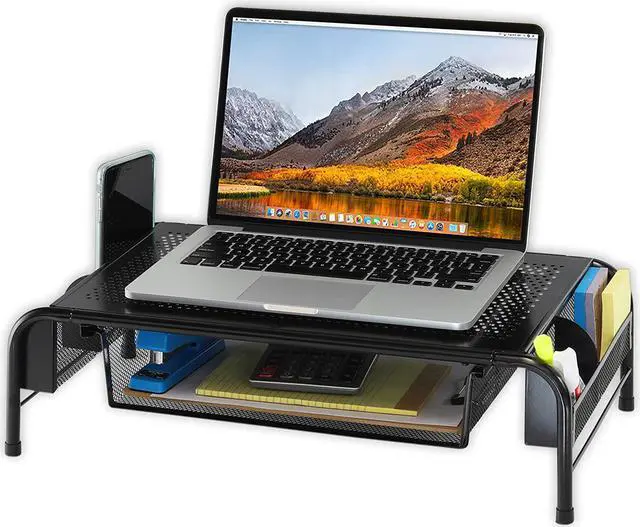 Alt view image 4 of 5 - SimpleHouseware Monitor Stand Riser with Organizer Drawer, Black