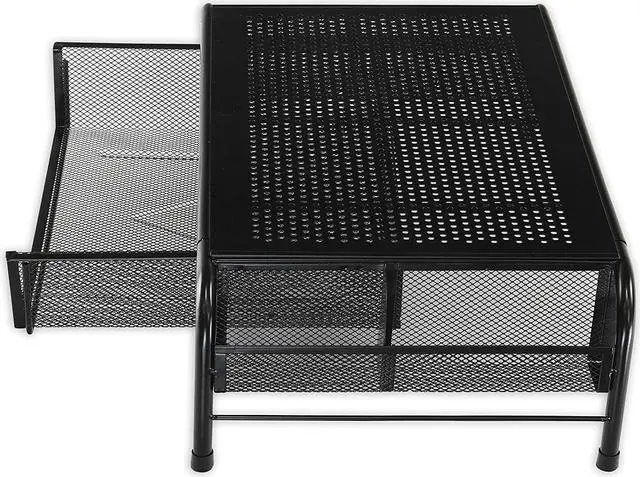 Alt view image 3 of 5 - SimpleHouseware Monitor Stand Riser with Organizer Drawer, Black