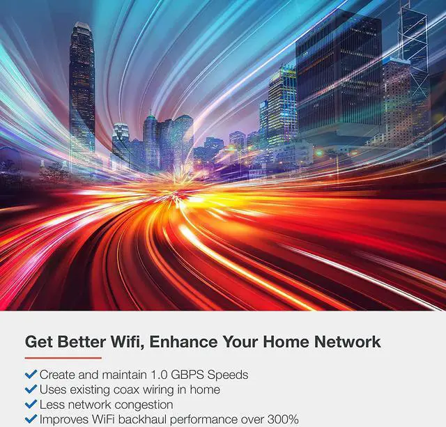 Alt view image 2 of 7 - Xiaogan MoCA 2.0 Network Adapter for Ethernet Over Coax (2 Pack)  1 Gbps Ethernet, Coax to Ethernet Adapter, Enhanced Streaming and Gaming (Model: ECB6200K02)